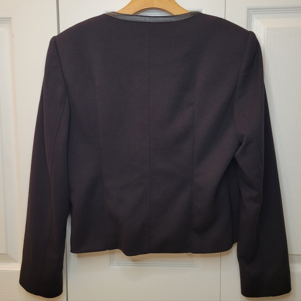 Calvin Klein Black Blazer Lined w/ Leather Size 10 - Picture 7 of 7